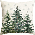 Christmas Trees Snowflake Throw Pillow Cover, 20 x 20 Inch Winter Holiday Cushion Case Decoration for Sofa Couch