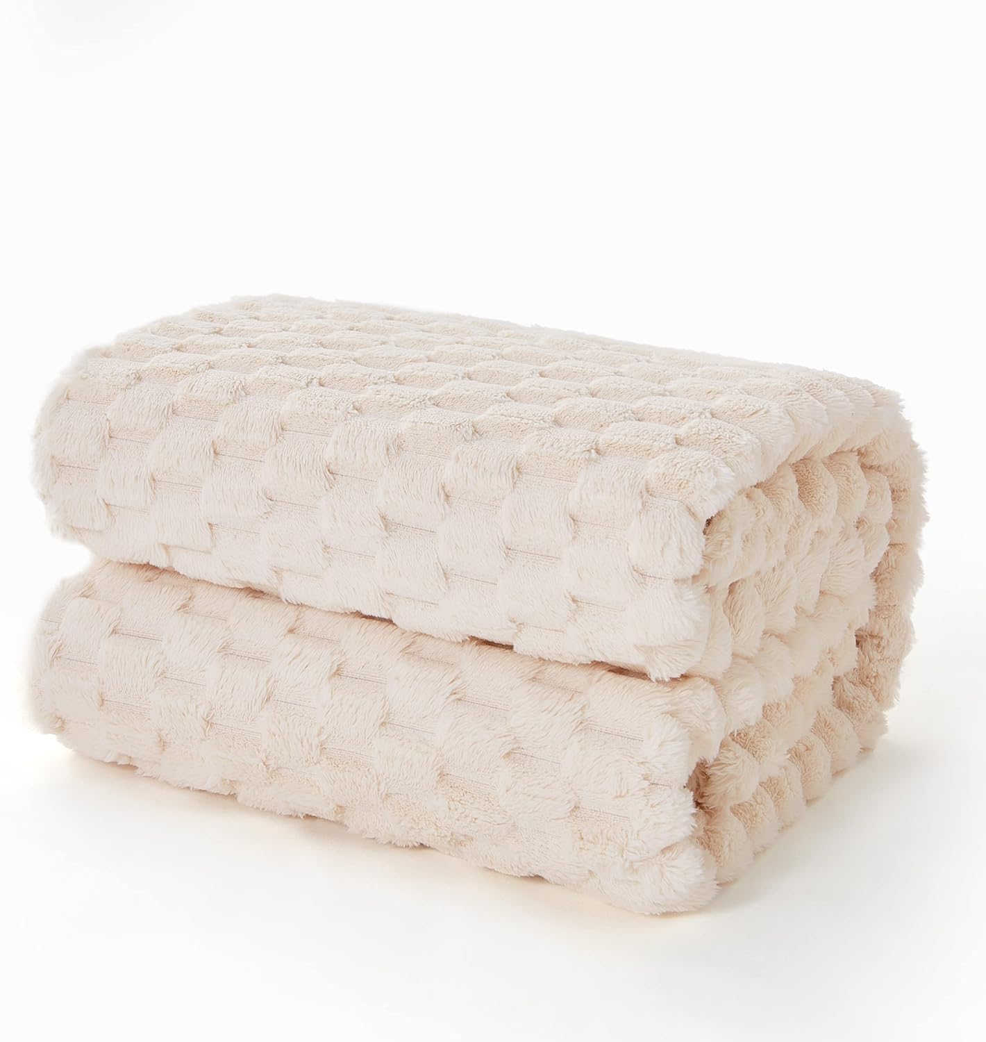 Fleece Throw Blanket for Couch or Bed - 3D Imitation Turtle Shell Jacquard Decorative Blankets - Cozy Soft Lightweight Fuzzy Flannel Blanket Suitable for All Seasons(50"×60",Beige)