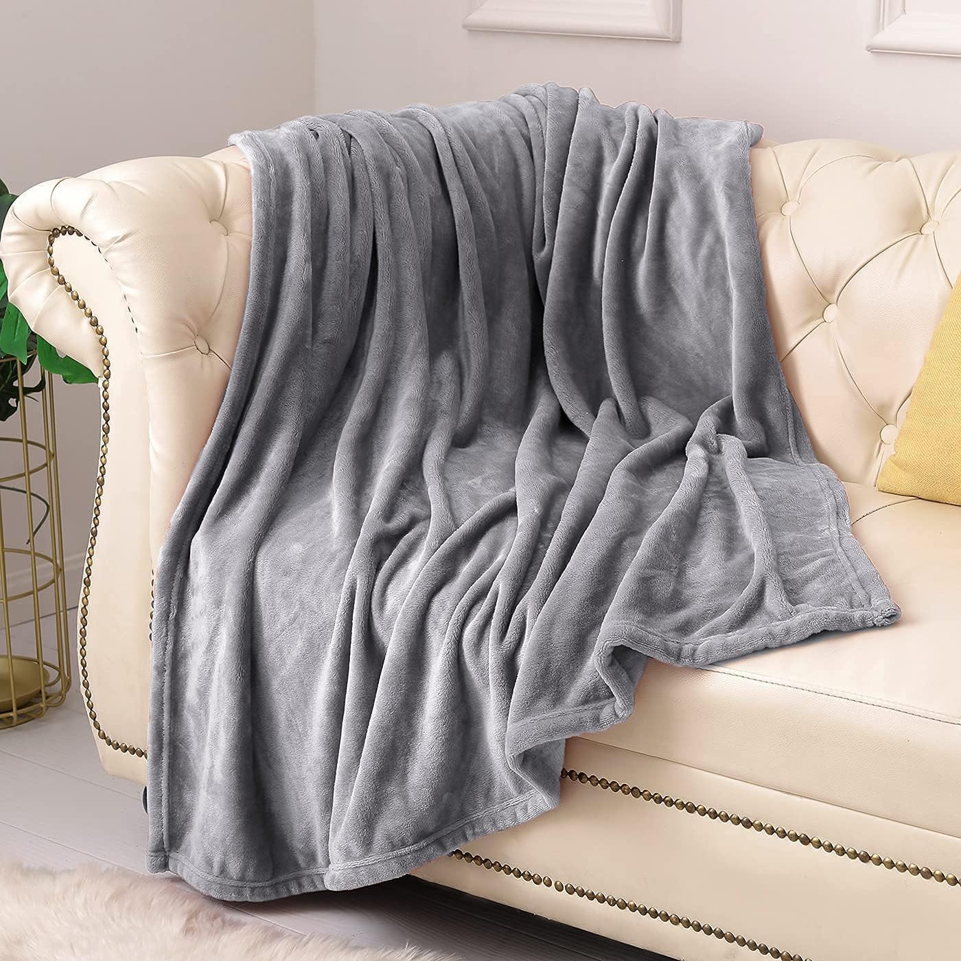 Fleece Blanket Throw Size Grey Lightweight Super Soft Cozy Luxury Bed Blanket Microfiber Factory Shop