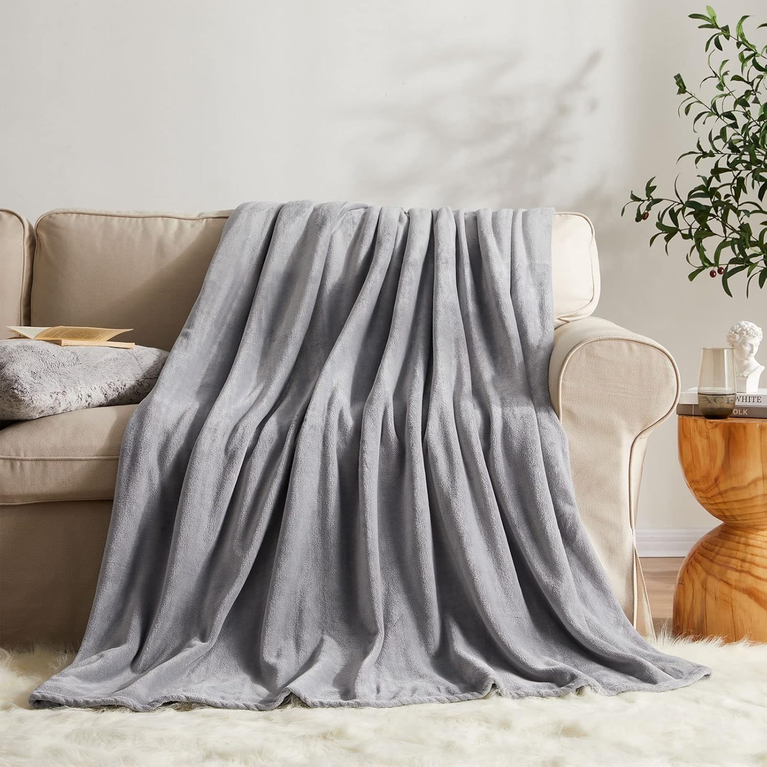 Fleece Blanket Throw Size Grey Lightweight Super Soft Cozy Luxury Bed Blanket Microfiber Factory Shop